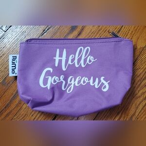Lavender Rume Cosmetic Bag with 'Hello Gorgeous' Print